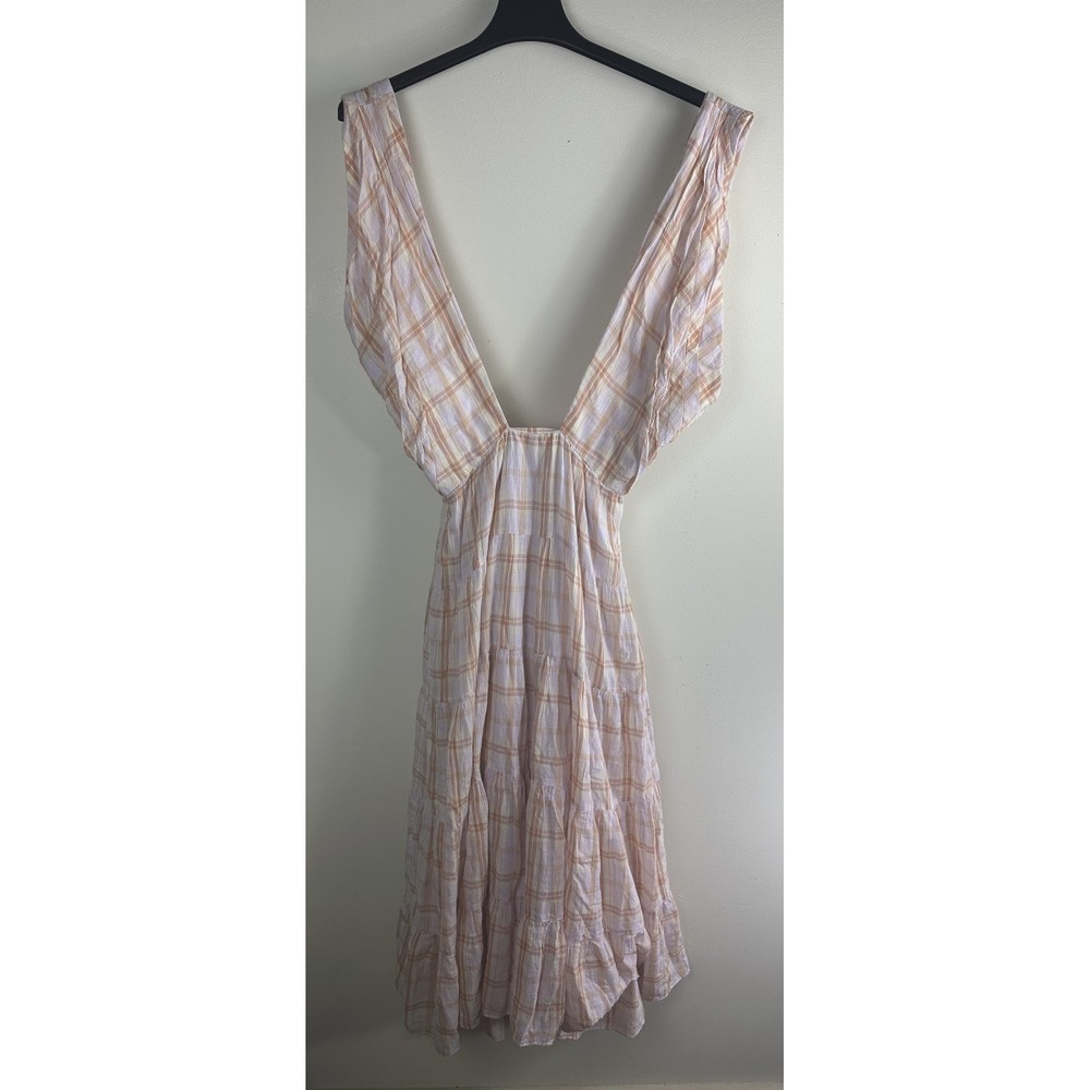 *Flaw Ulla Johnson Noelle Wrap Dress Plaid Midi Fit Flare Criss Cross Tie Size 4 - Picture 3 of 16